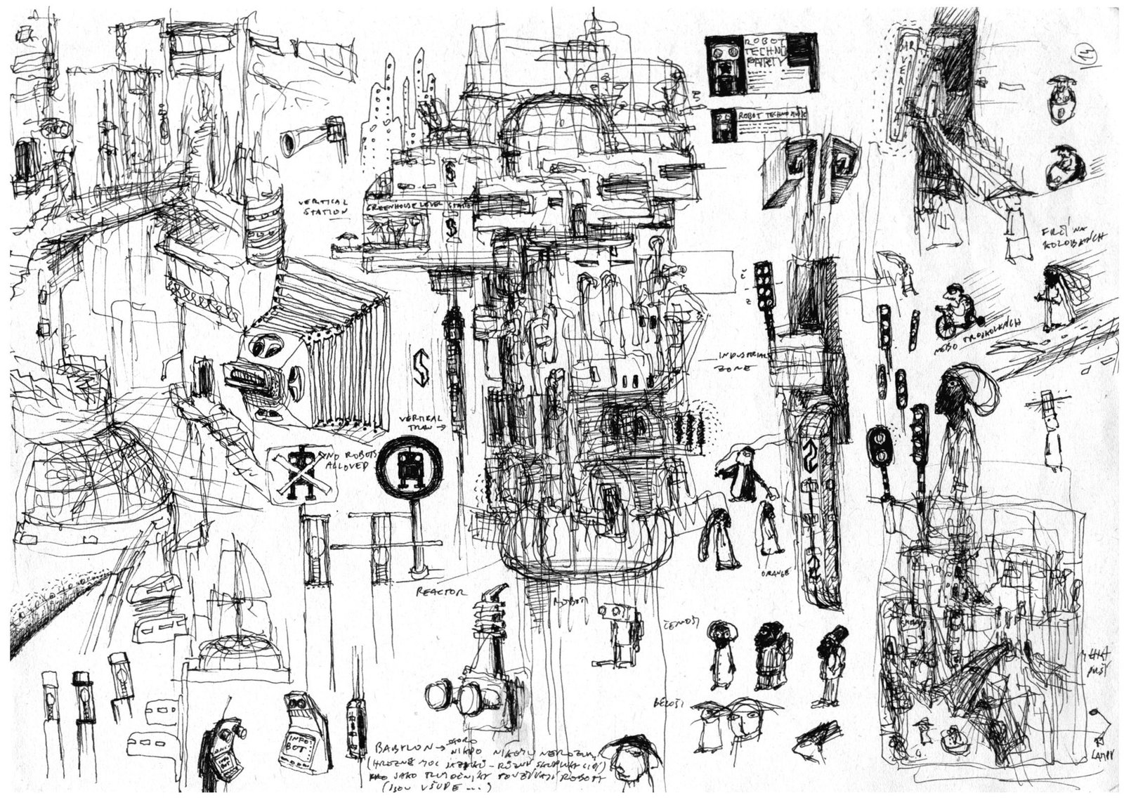 Machinarium concept sketch sheet