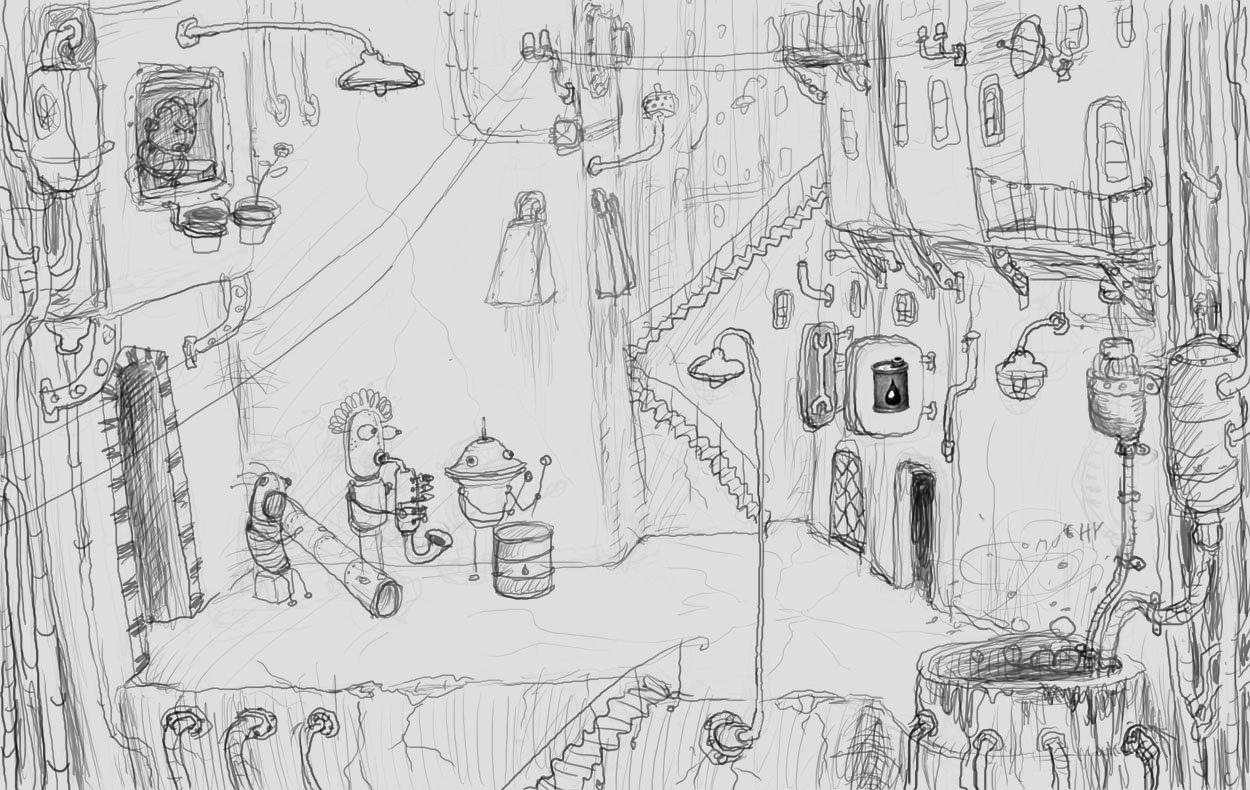 Machinarium art book page with character sketches